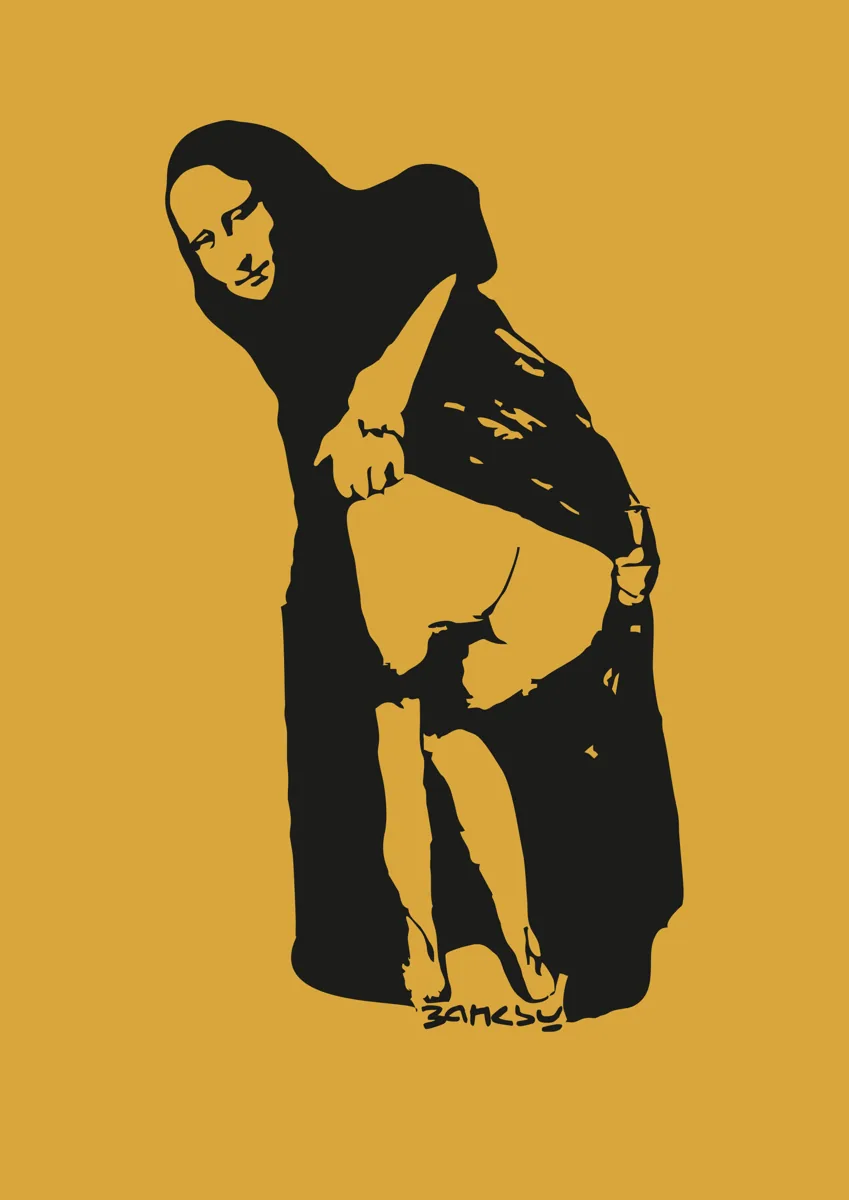 Mooning Mona Lisa Banksy stencil